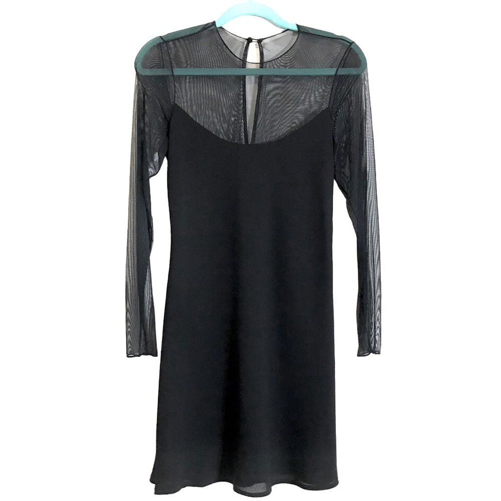 LAUNDRY by Shelli Segal Black Mesh Sleeve Dress
